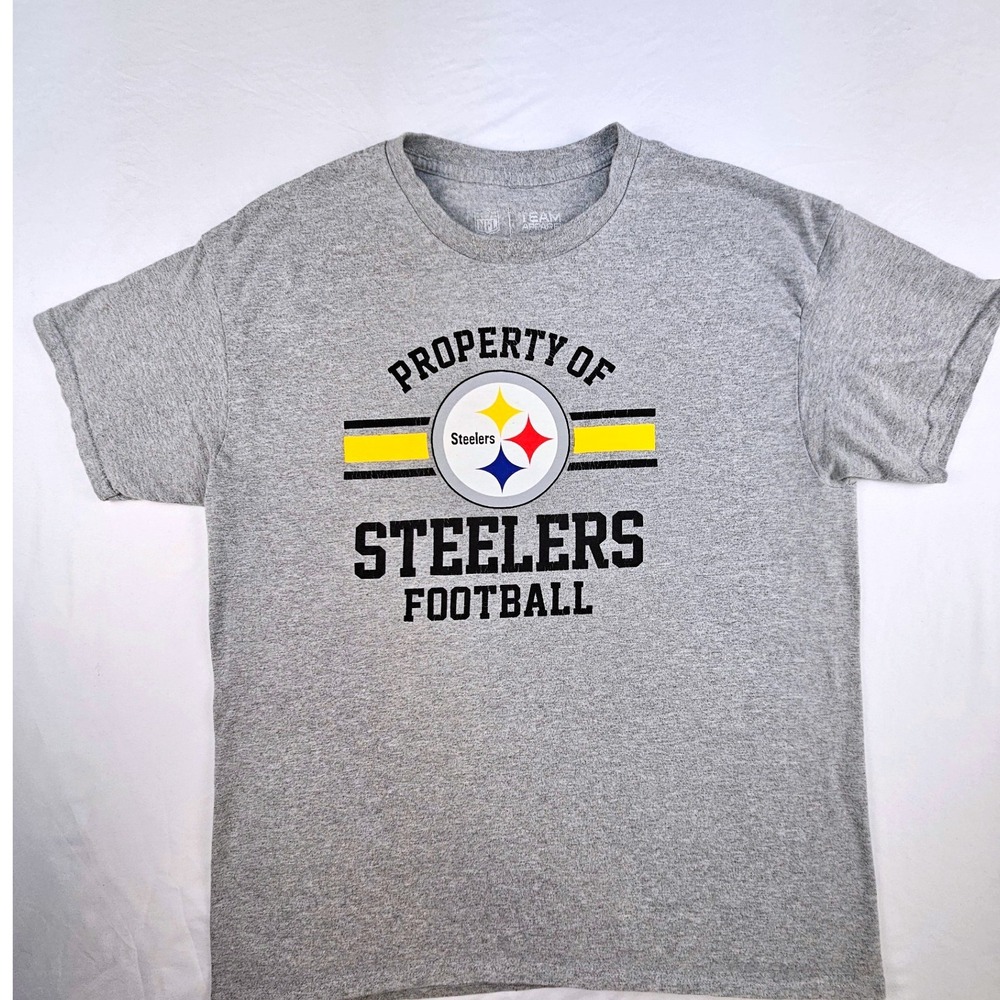 Pittsburgh Steelers Football T-Shirt NFL Team Apparel Gray Mens